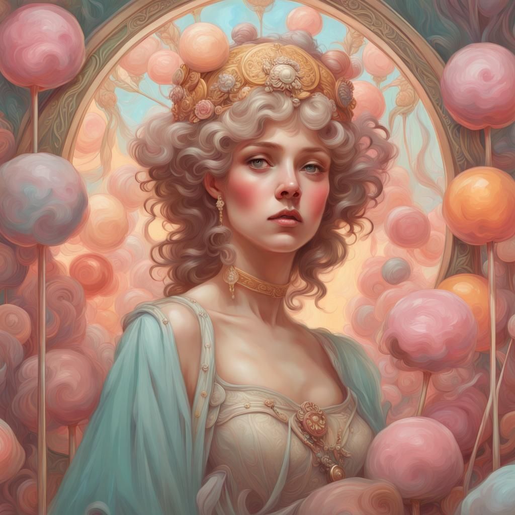 Elegant Candy Queen in Art Nouveau Style