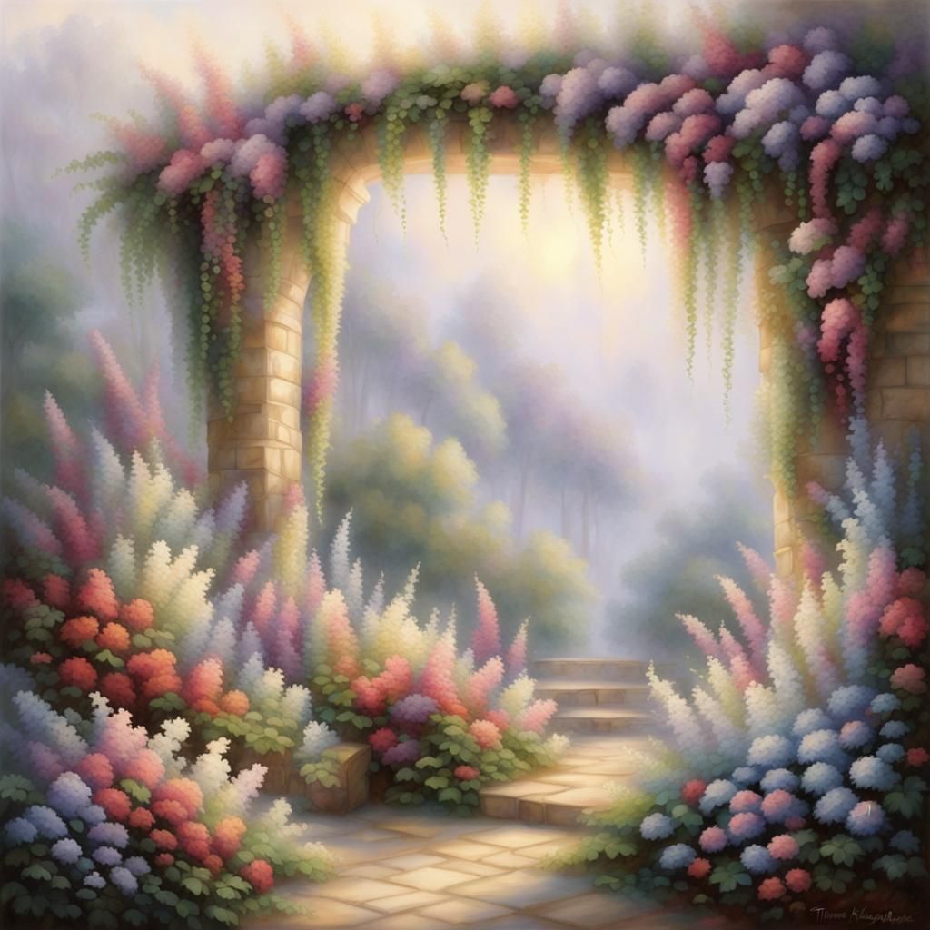 Antique Flower Vines in Ethereal Style