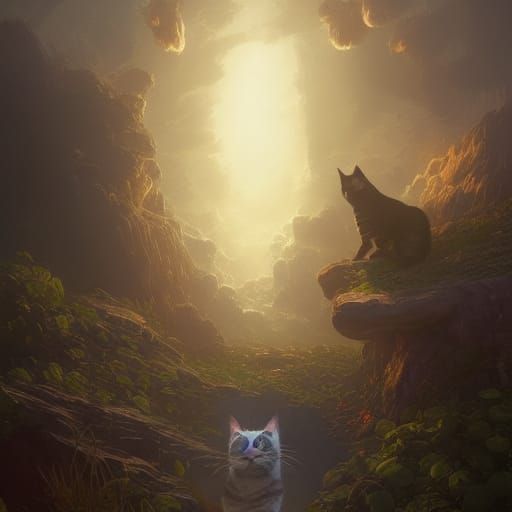 Mystical Cat Divinity in Hyperdetailed Concept Art