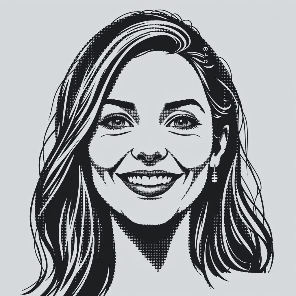 ASCII Art Portrait of Enigmatic Woman in Vintage Typographic...