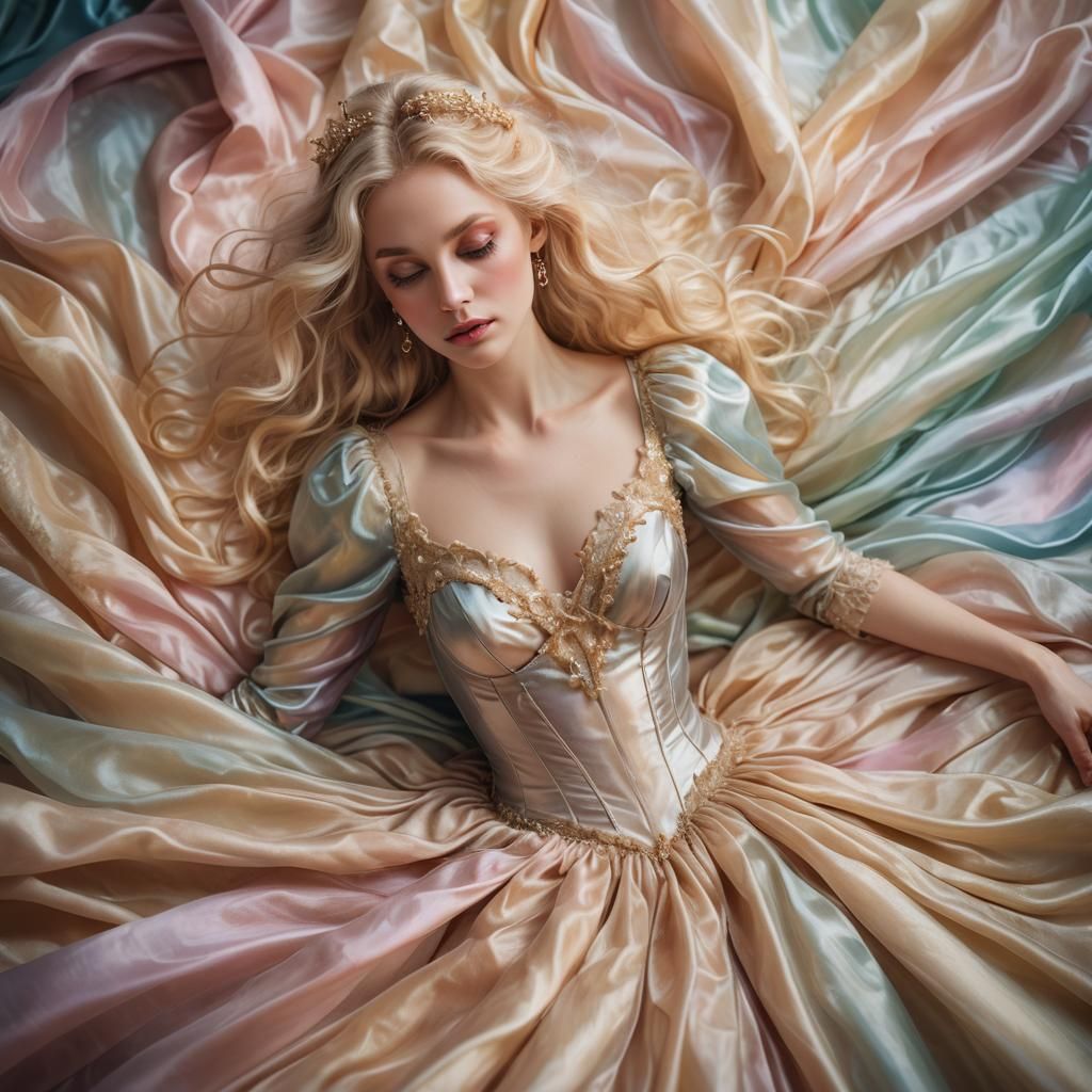 Iridescent Silk Portrait in Fantasy Art Style