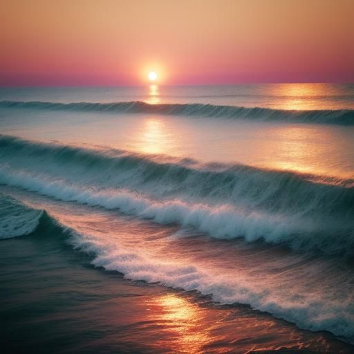 Golden Sunset Over Ocean, Cinematic Film Still