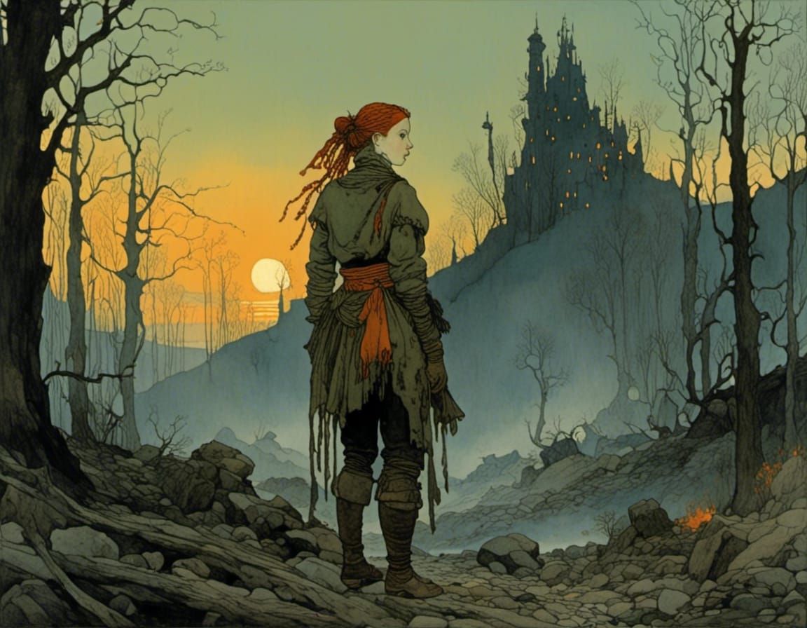 Post-Apocalyptic Raider in Burnt Forest