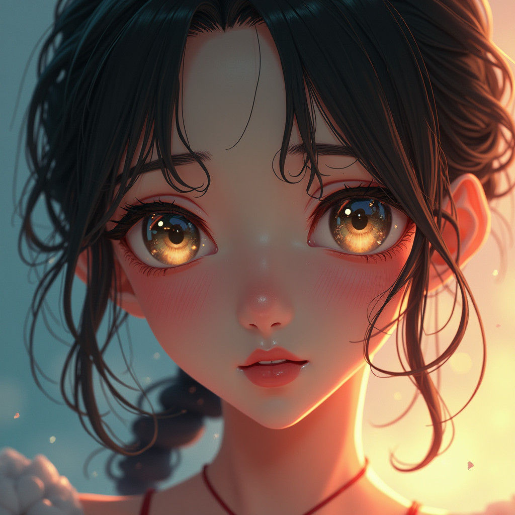 Hyperrealistic Portrait of a Beautiful Woman in 3D Anime Sty...