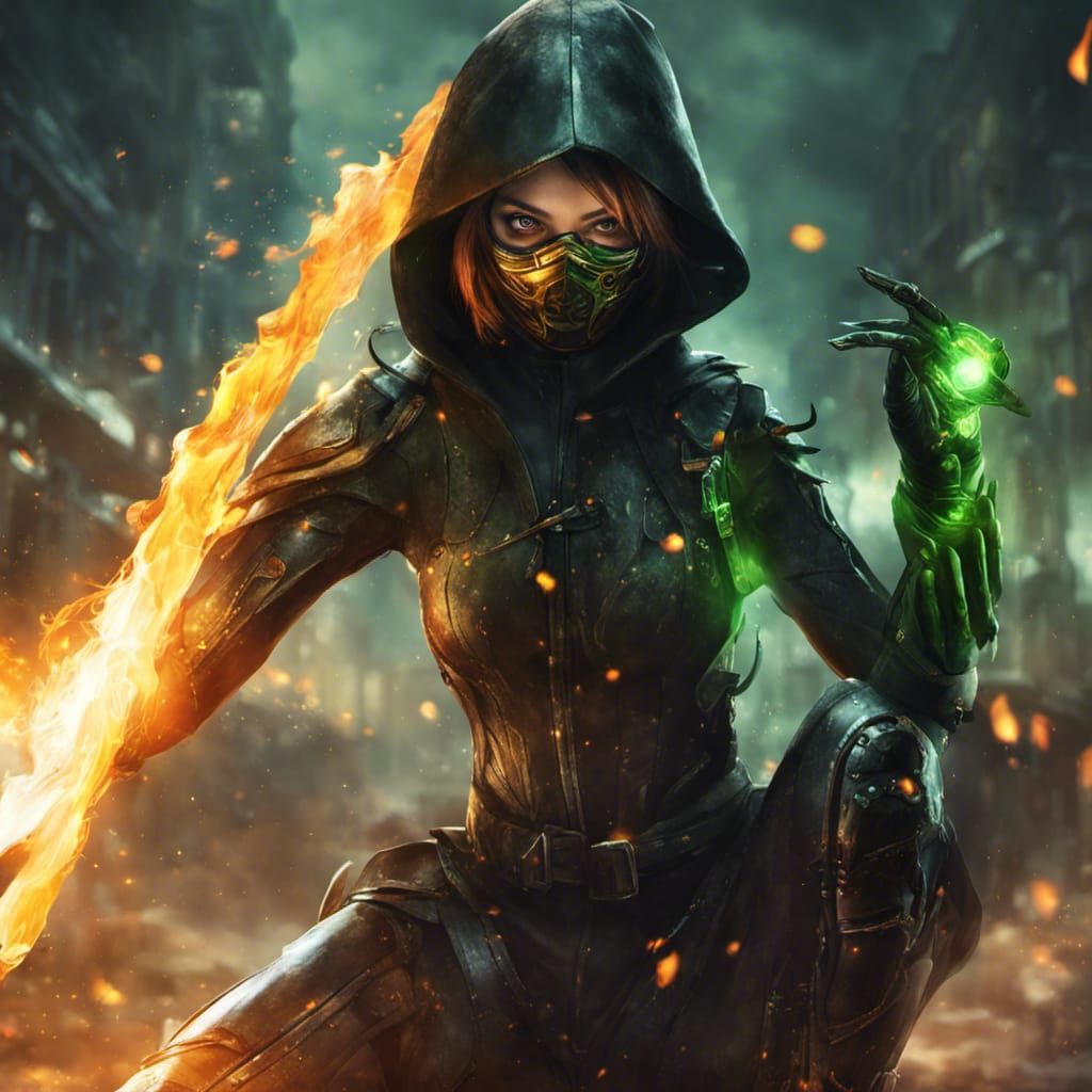 Cyborg Ninja Assassin Portrait in Dark Fantasy Style