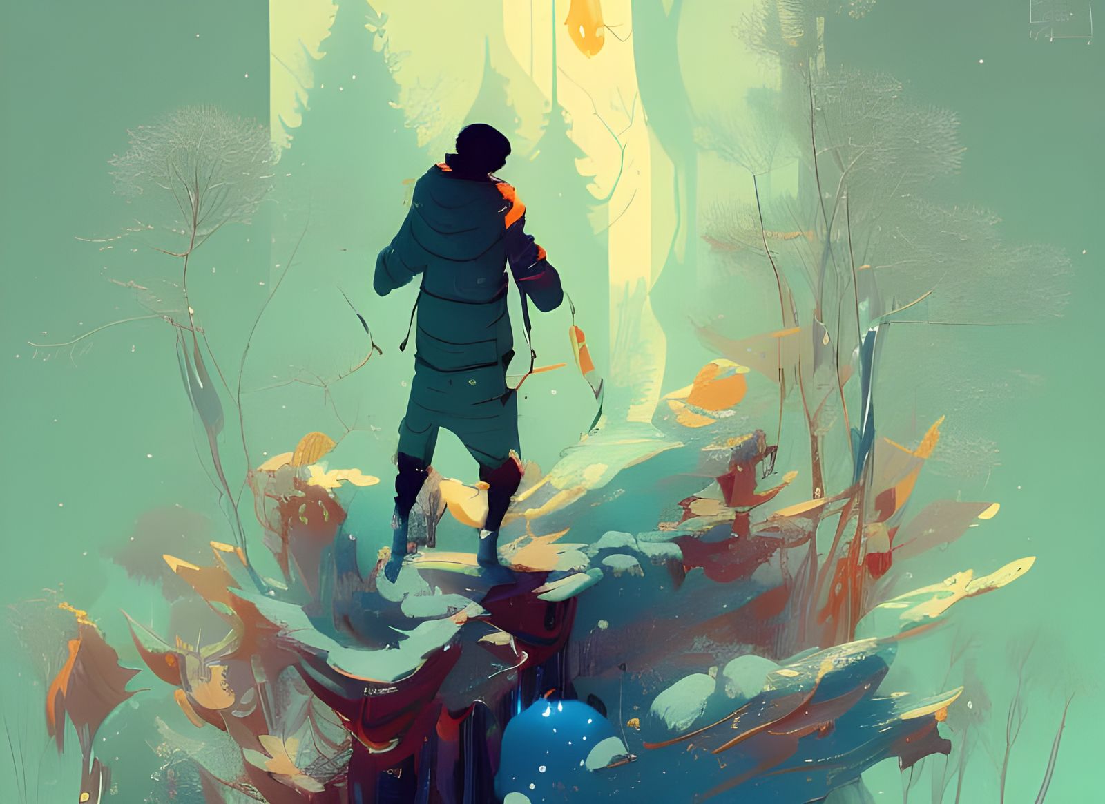 Winter Spirits in Composite Art Style