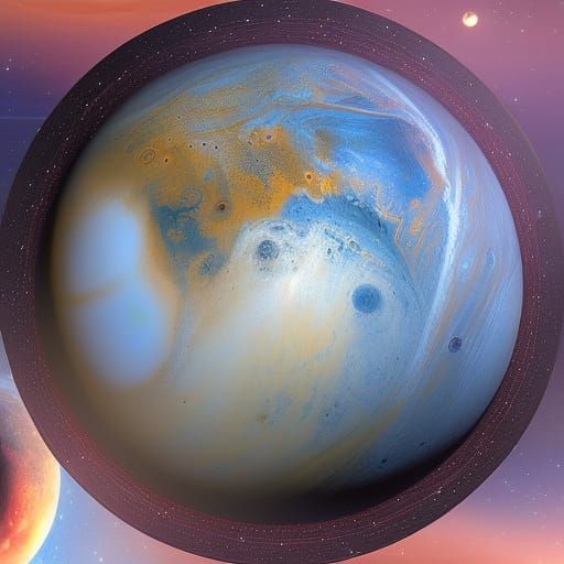 Planets and Moon in Digital Art Style