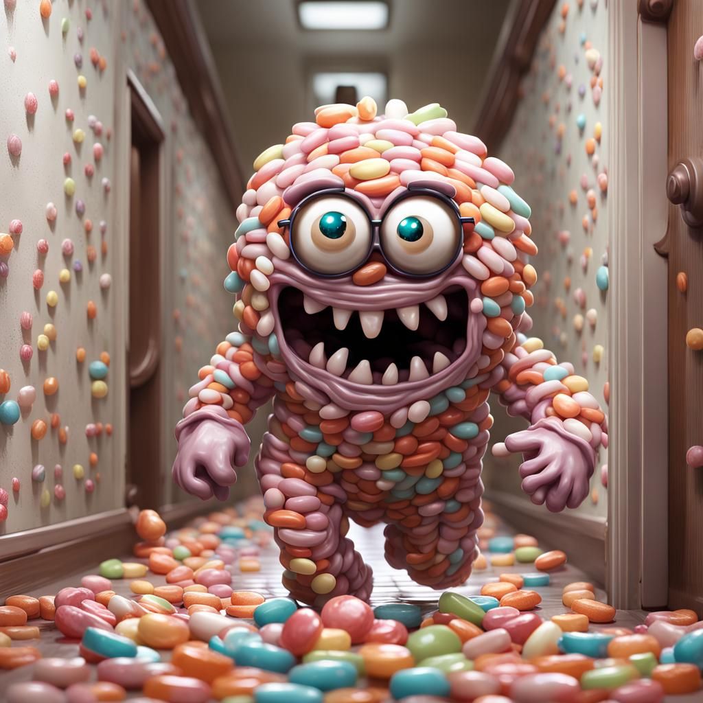 Adorable Candy Monster Asylum Escape: Digital Illustration