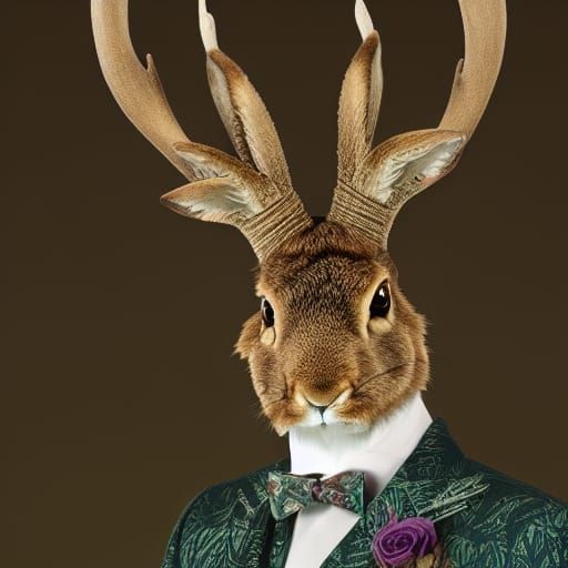 Handsome Jackalope in Fancy Clothing, Romanticism Style