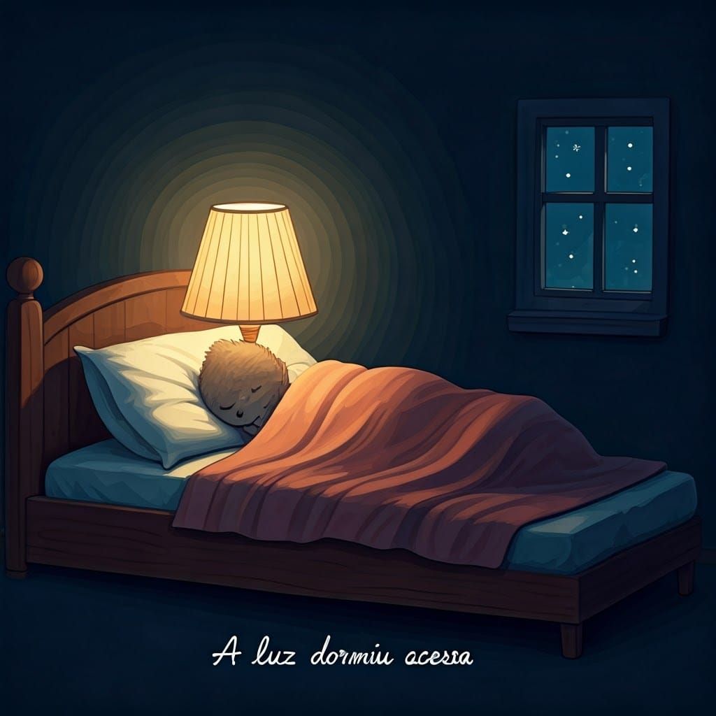 Sleeping Lamp Illustration in Beatrix Potter Style