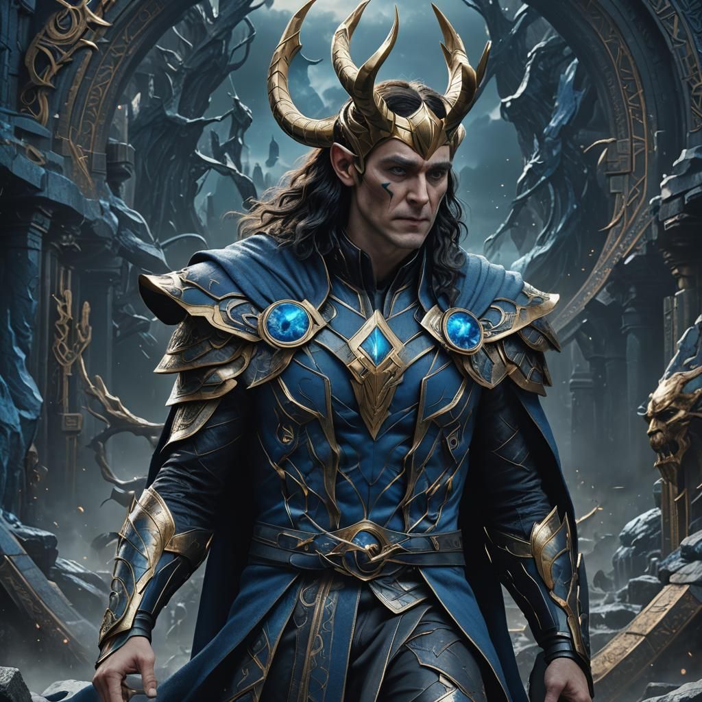 Loki in Blue: Detailed Fantasy Concept Art