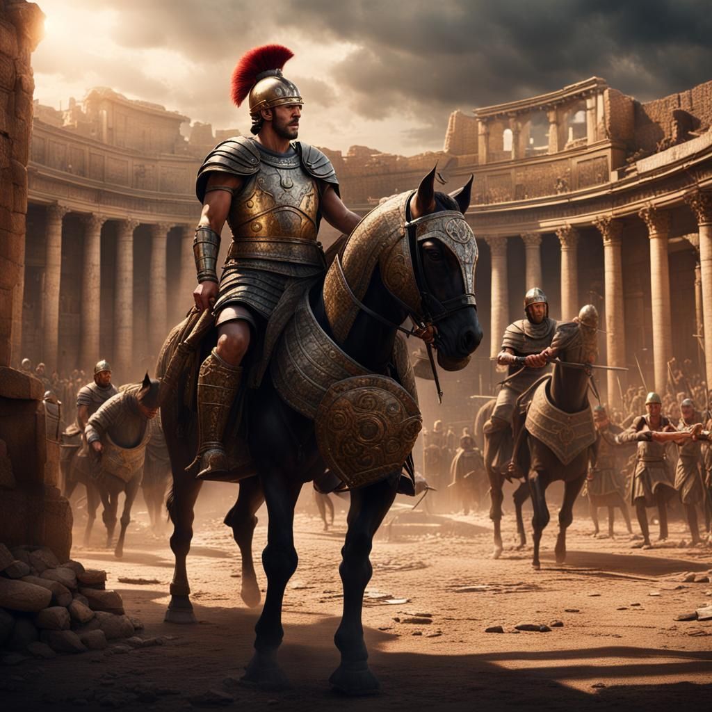 Elagabalus with Gladiators: Epic Digital Painting