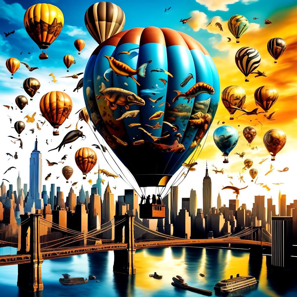 Surreal Hot Air Balloons Over New York City
