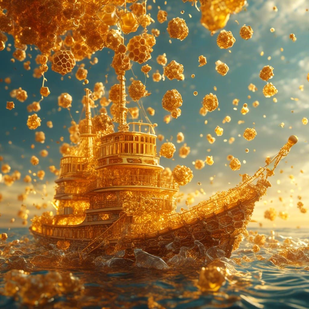 Honey Miniature Ship in Volumetric Light