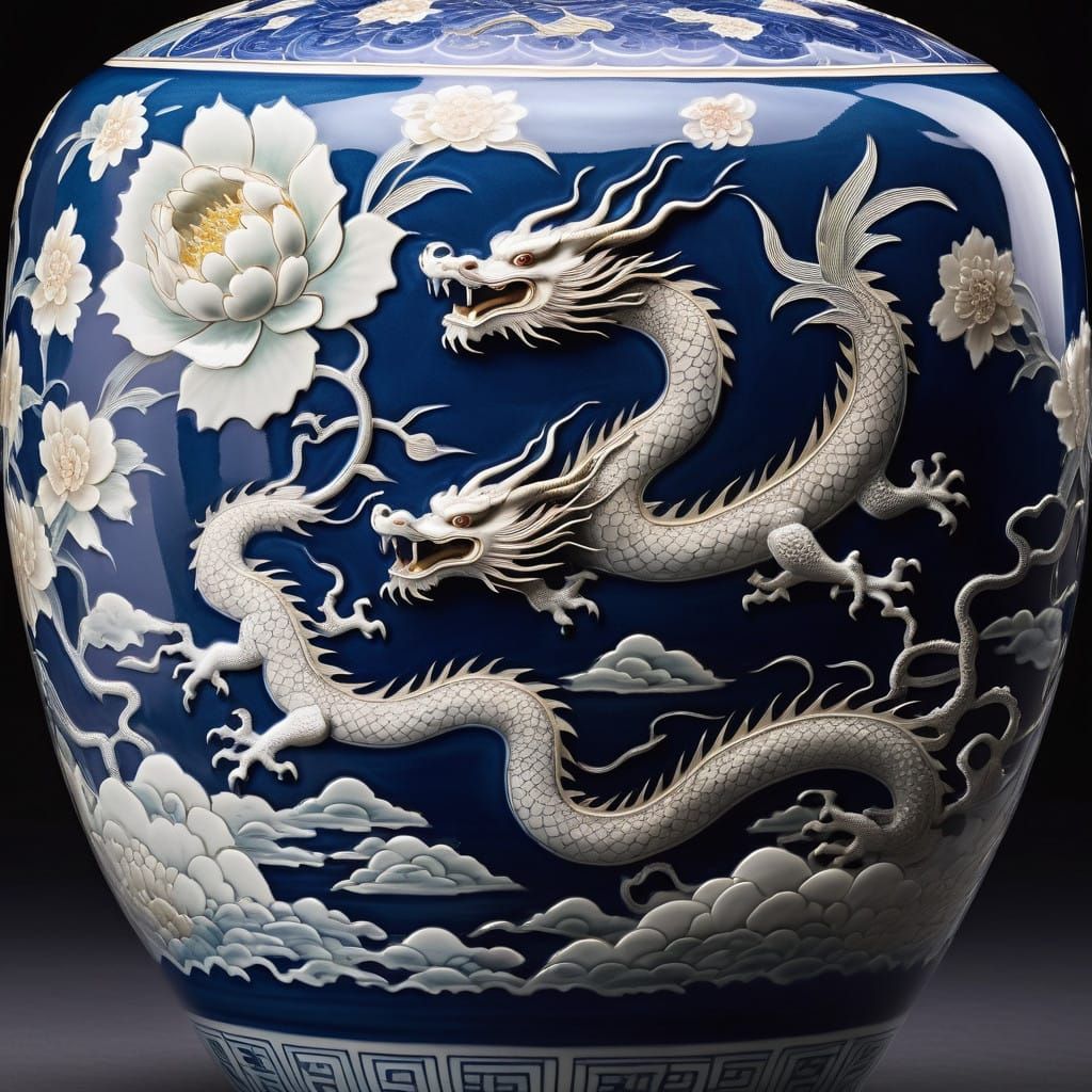 Traditional Chinese Ceramic Vase in Qing Dynasty Style