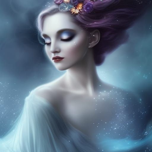 Fairytale Ghost with Colourful Hair, Digital Art