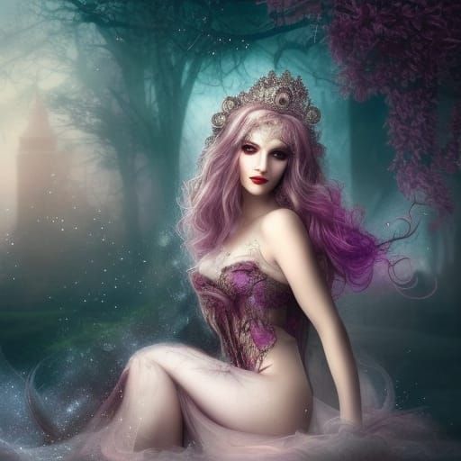 Fairytale Ghost with Colorful Hair, Matte Painting