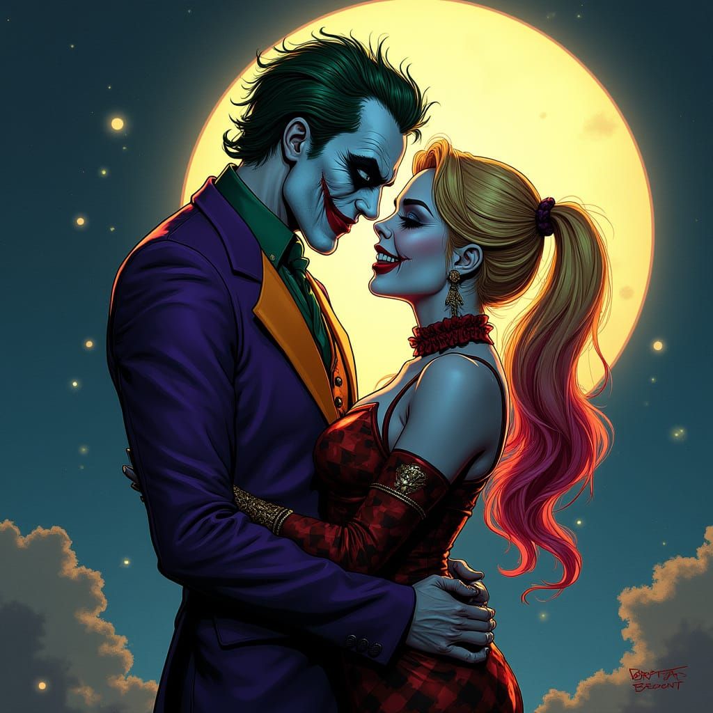 Moonlight Romance of Joker and Harley Quinn