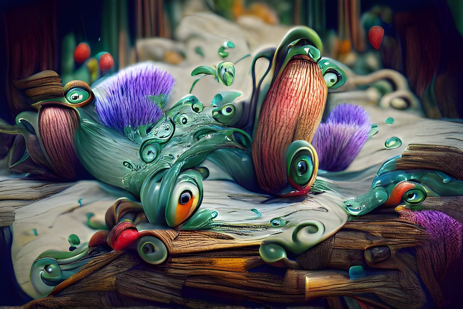 Cute Sea Anemone Monster in Pixar Style
