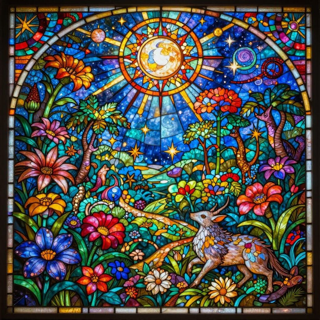 Magnificent Stained Glass Garden of Eden