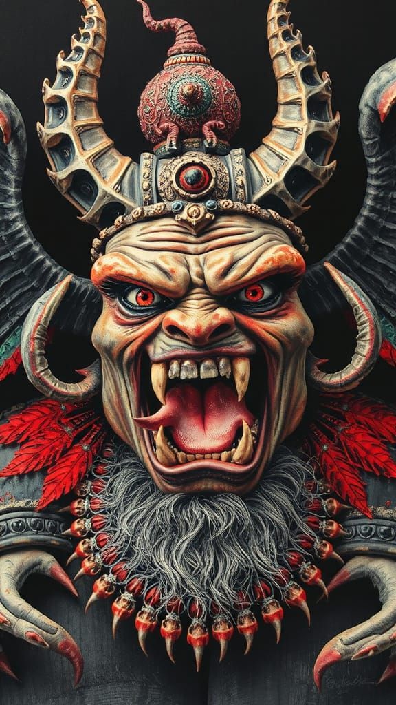Demonic Aztec Figure in Horror Style