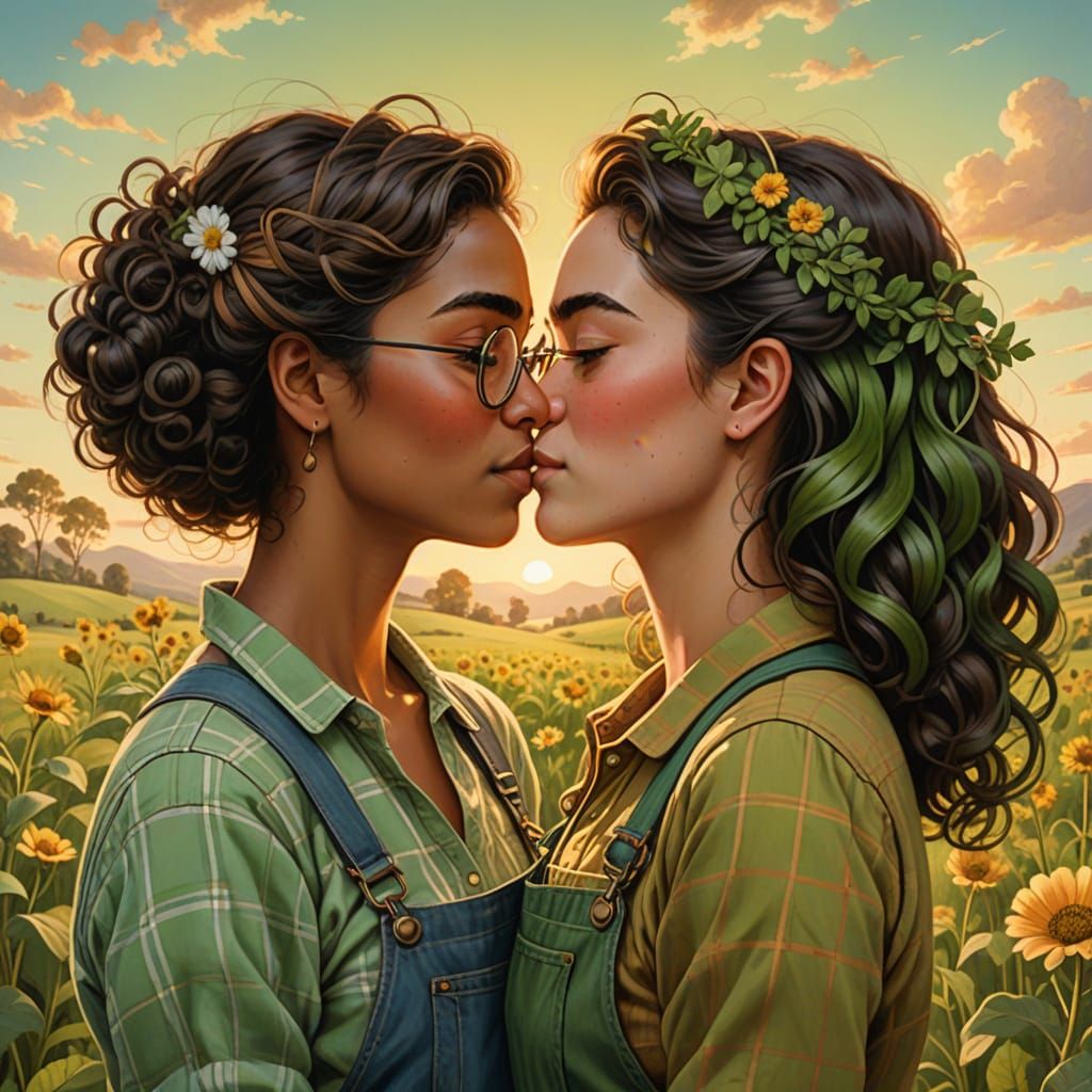 Whimsical Love in a Sunlit Meadow