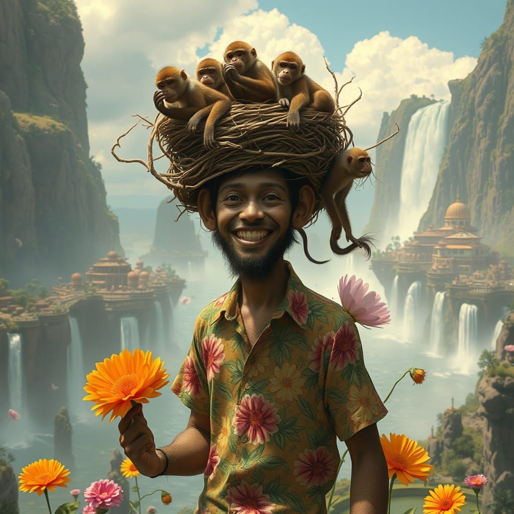 Utopian Water City with Monkey Nests, Bizarre Art