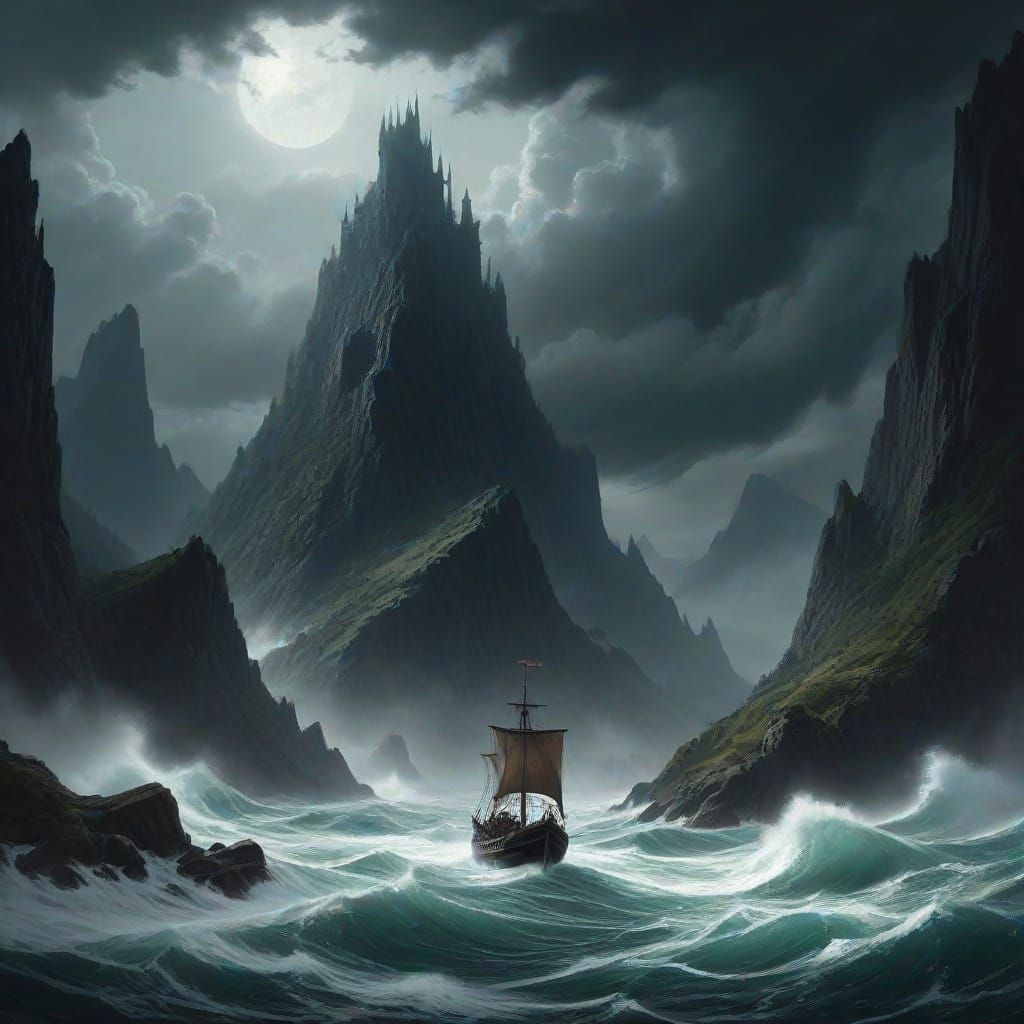 Stormy Seascape in Dark Fantasy Style