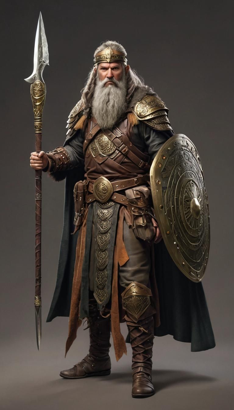 Mystical Druid Warrior in Brass Scales Armor