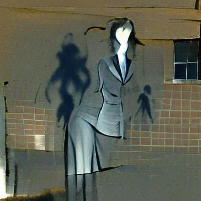 Eerie Shadow Woman in Suit