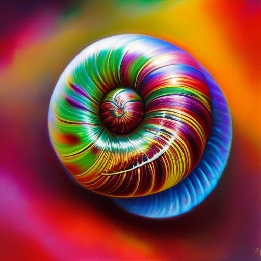 Hyperrealistic Snail Painting in Detailed, Deep Color