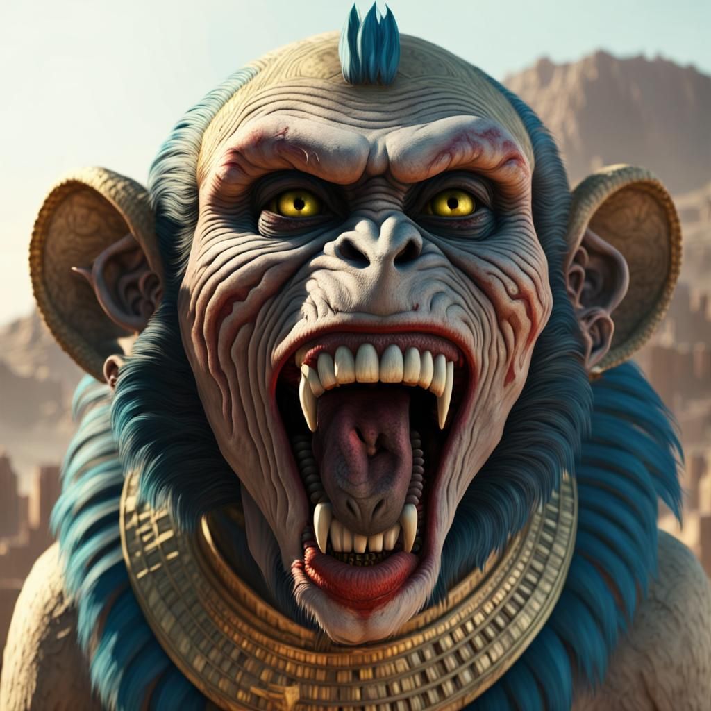 Zombie Monkey Clown Sphinx Grinning Maniacally