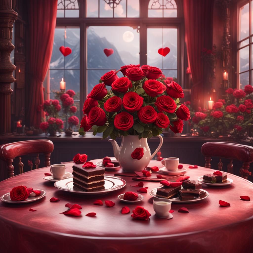 Valentine's Day Date with Chocolate Roses: Digital Painting