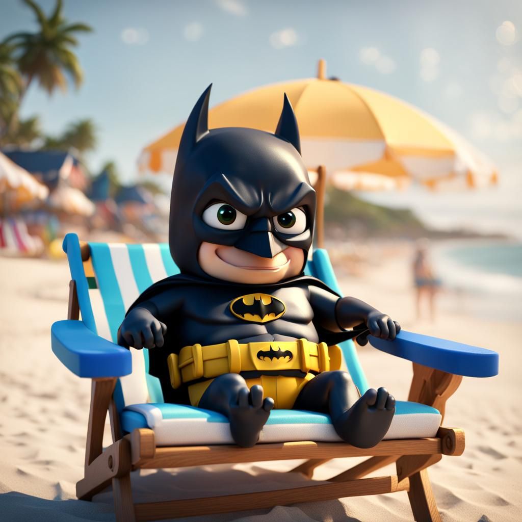 Batman Relaxing at the Beach: Disney Pixar Render