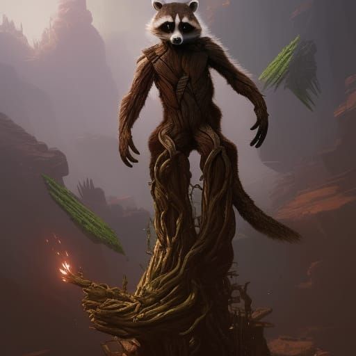 Rocket Raccoon and Groot: Dark Fantasy Portrait