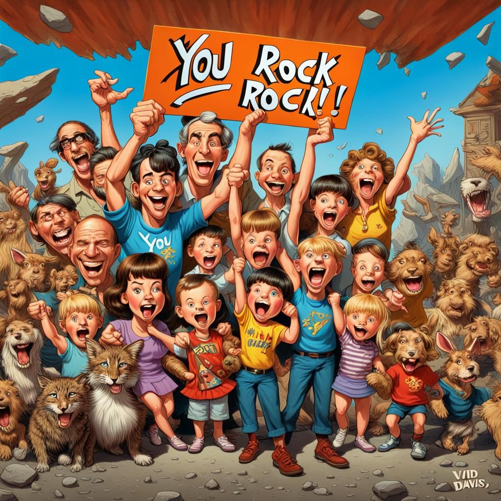 Enthusiastic Crowd Celebrates: A Greeting Card Illustration