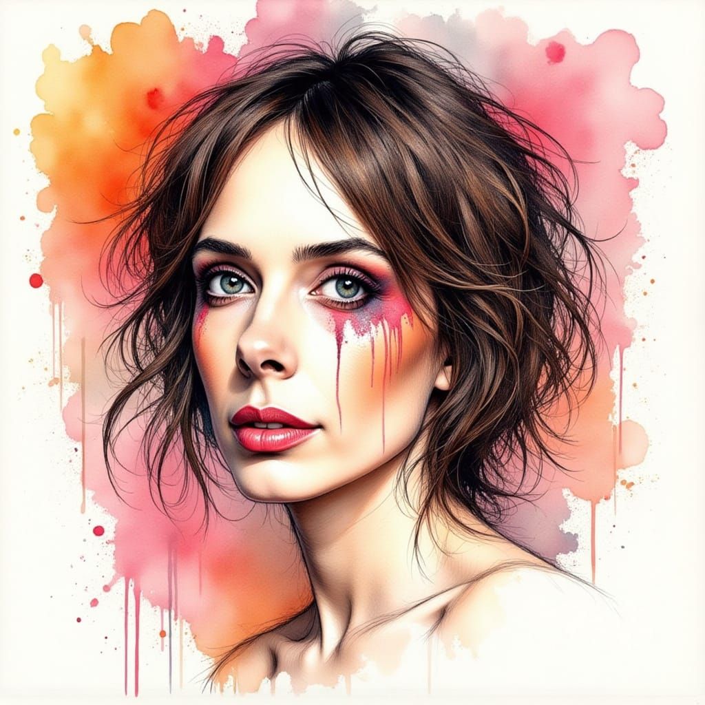 Wet and Bedraggled Watercolour Portrait