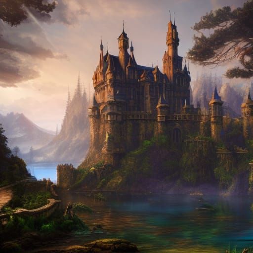 Castle beside lake
