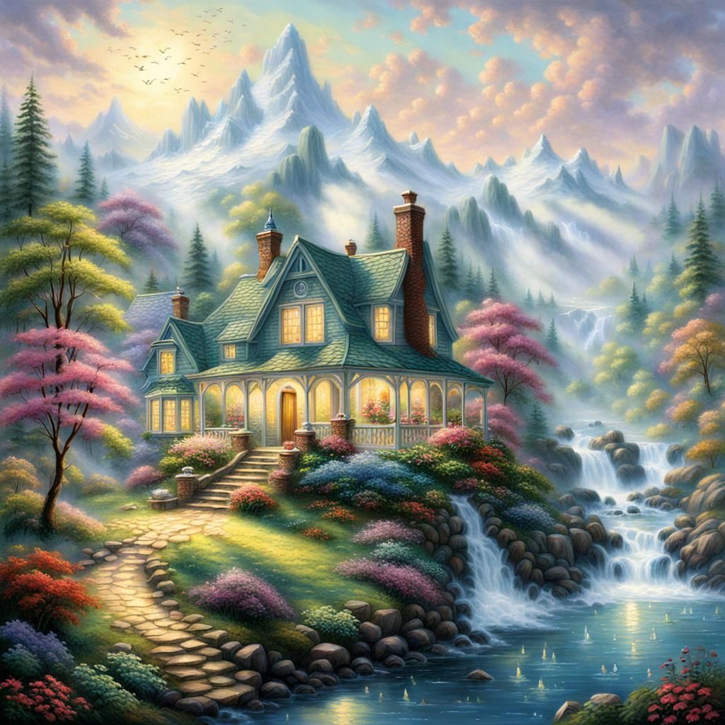 Ethereal Fantasy Landscape in Hyperdetailed Mist