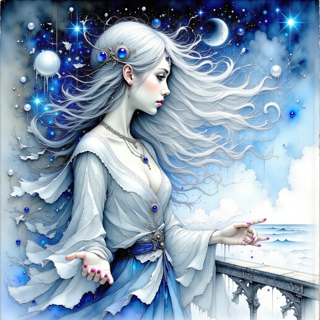 Wind Whisperer Oracle in Ethereal Ink Wash