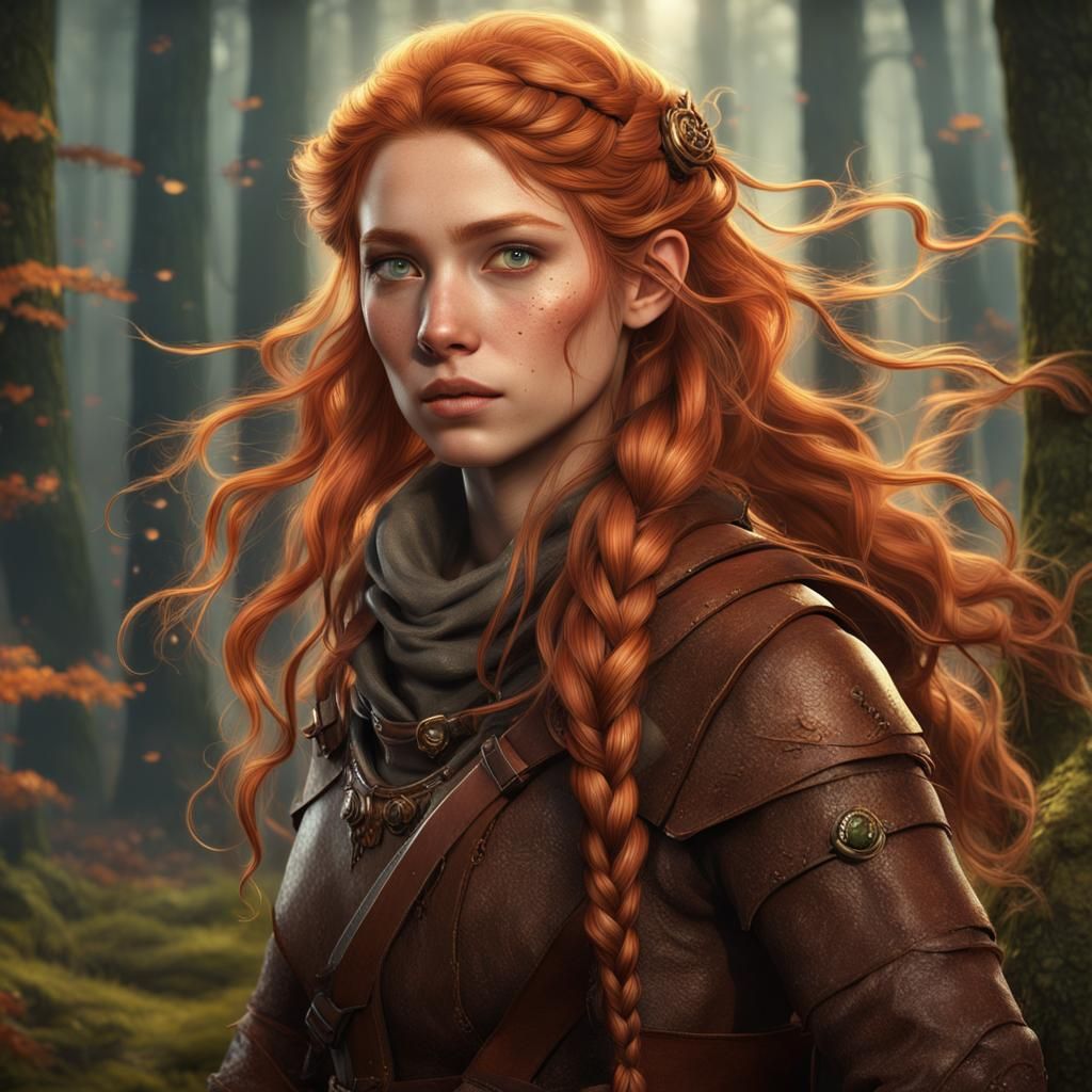 Ginger Archer in Forest: Fantasy Concept Art
