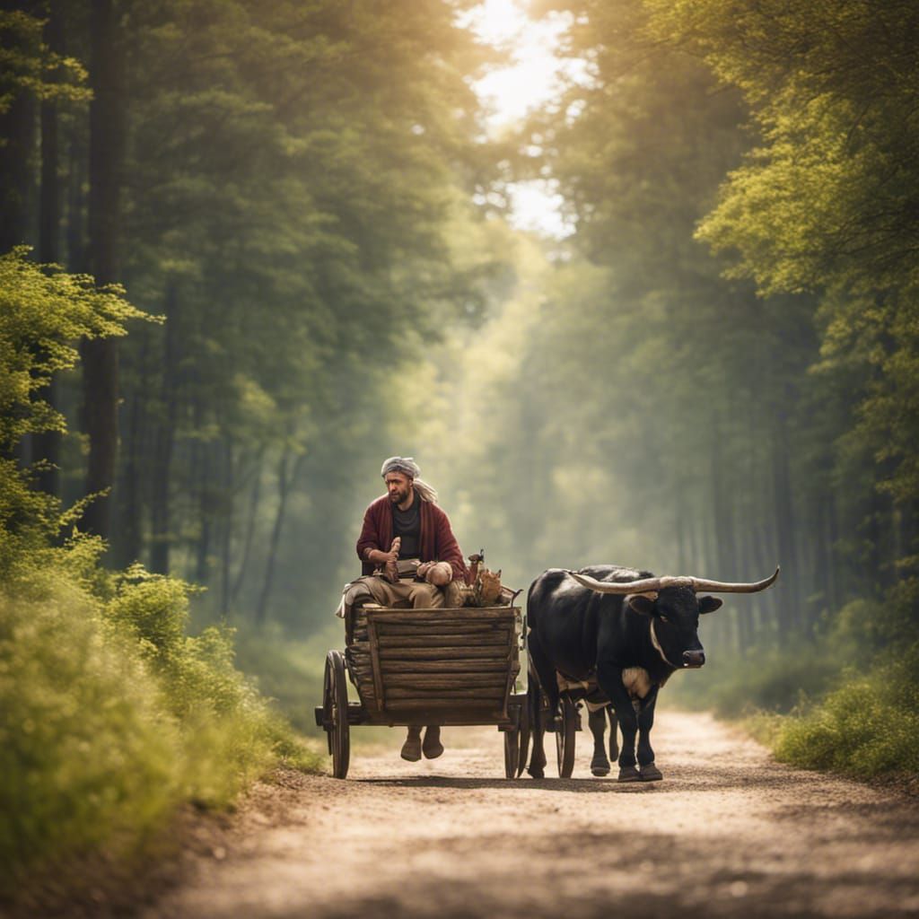 Medieval Merchant on Forest Path: Professional Photography