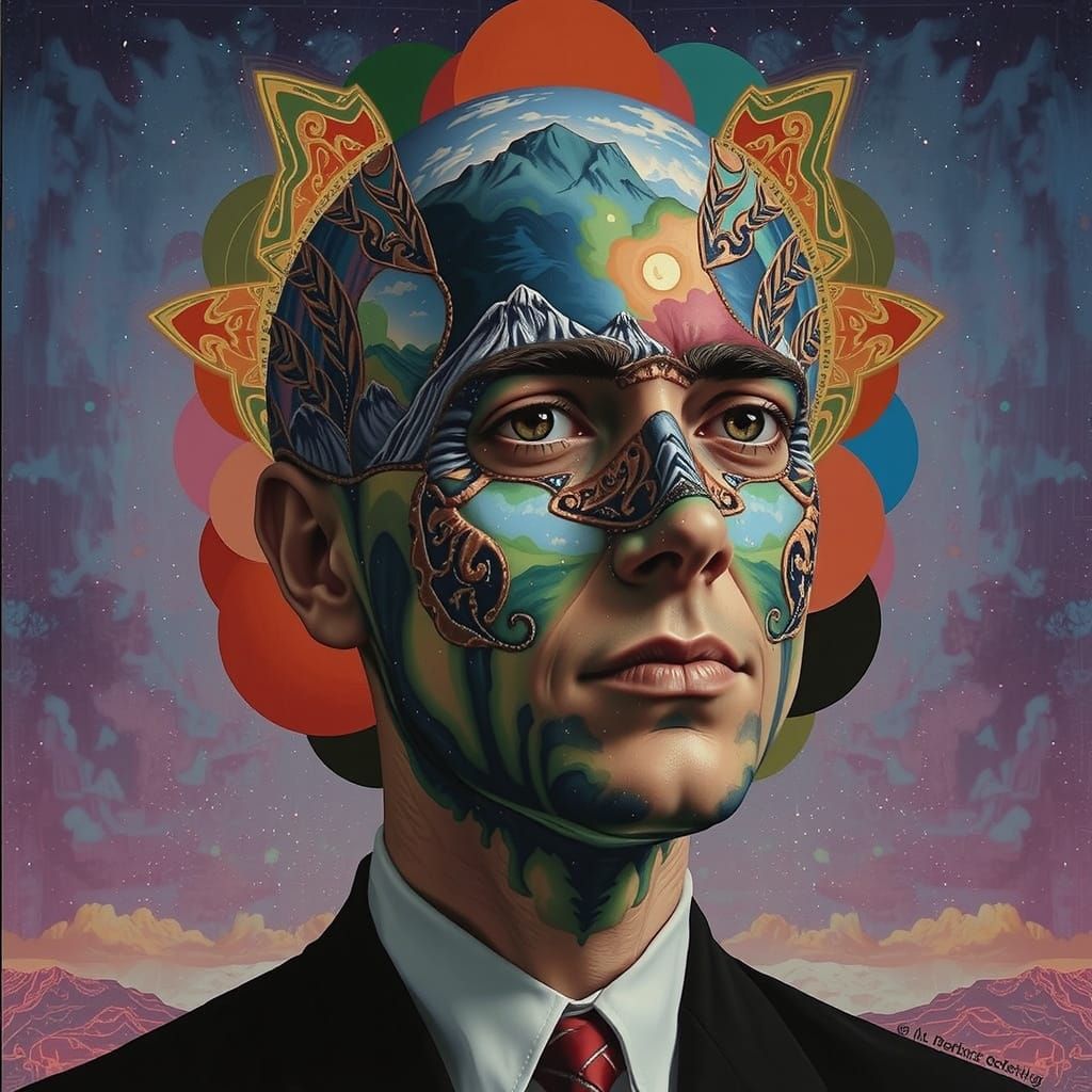 Dreamlike Amoeboid Landscape Gouache Painting