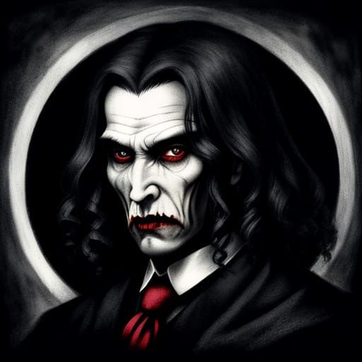 Dark Gothic Lord in Charcoal Drawing