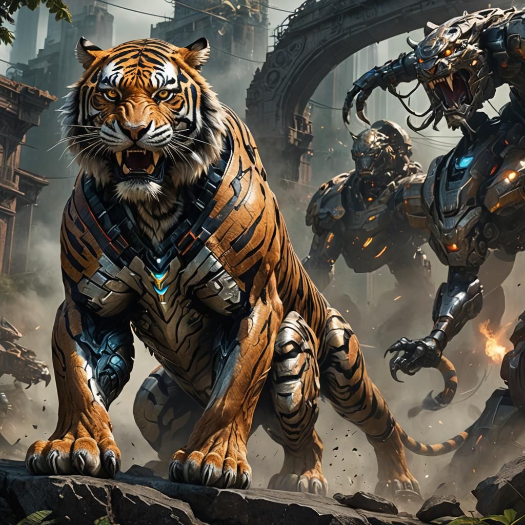 Arcane Iron-Tiger: A Fusion of Beast and Technology