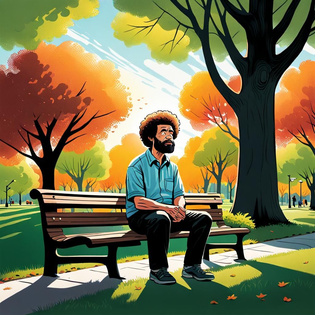 Mr. Antisocial Guy in Groening Style Cartoon