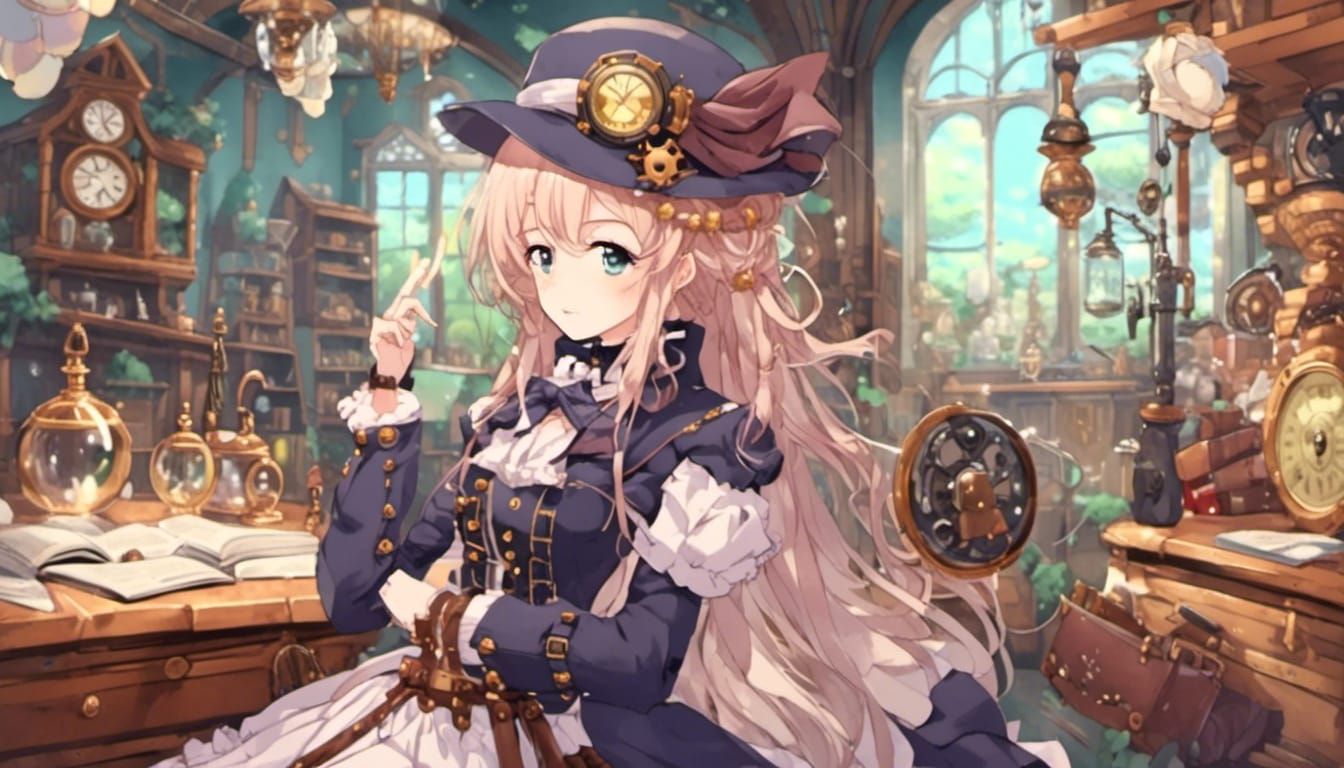 Steampunk Anime Girl Illustration