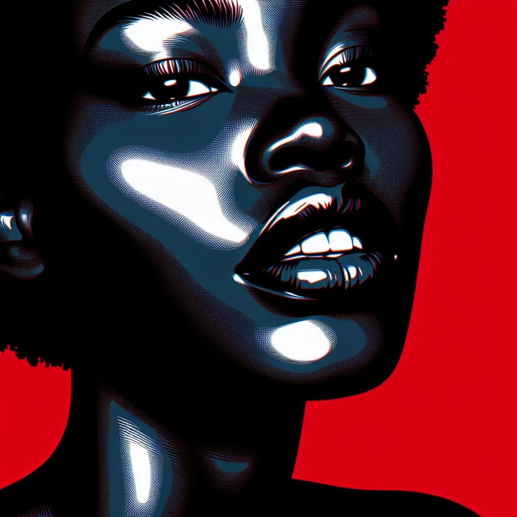 Striking Rotoscope Portrait in Red and Blue