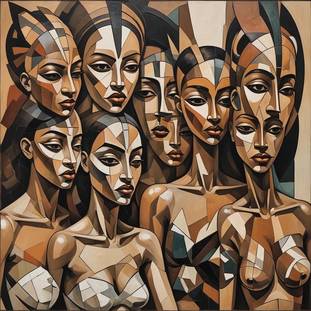 Cubist Brothel Portrait in Cubism Style