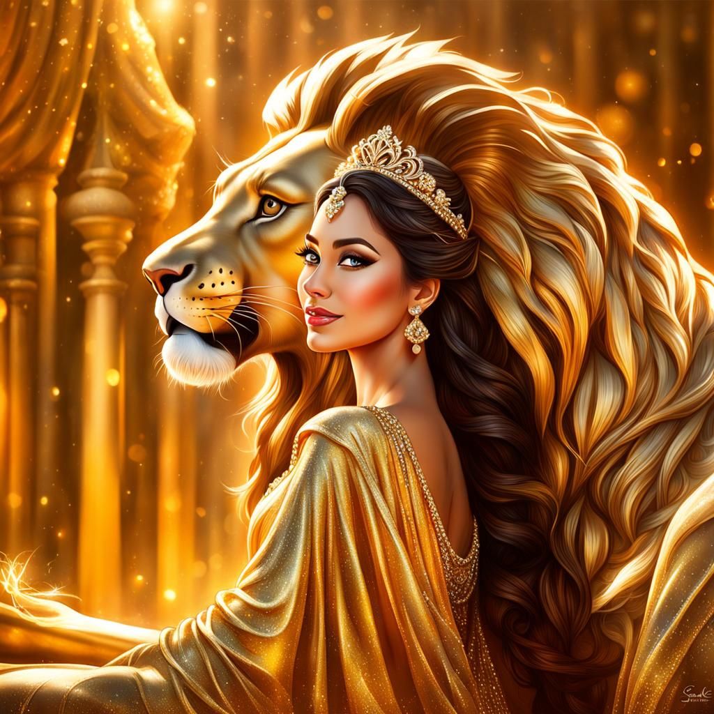 Beautiful princess wearing flowing yellow gown